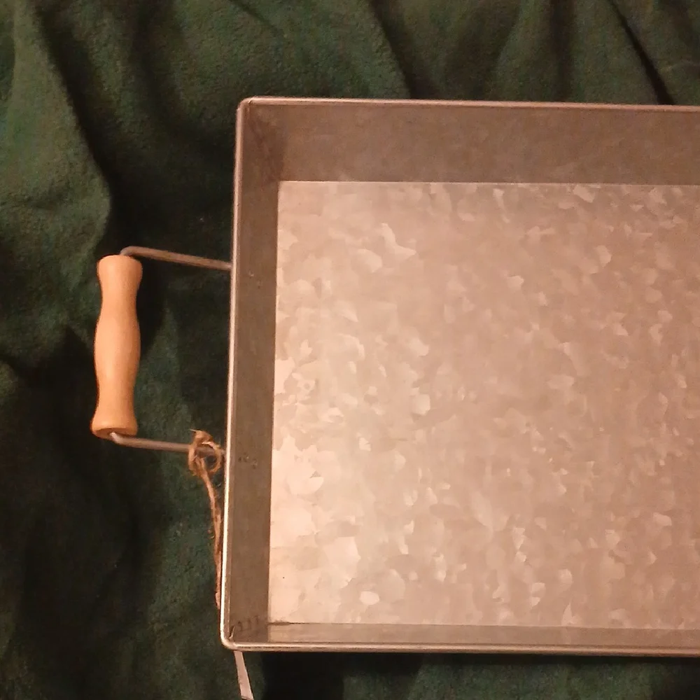Rustic Galvanized Vanity Tray with Wooden Handles free shipping